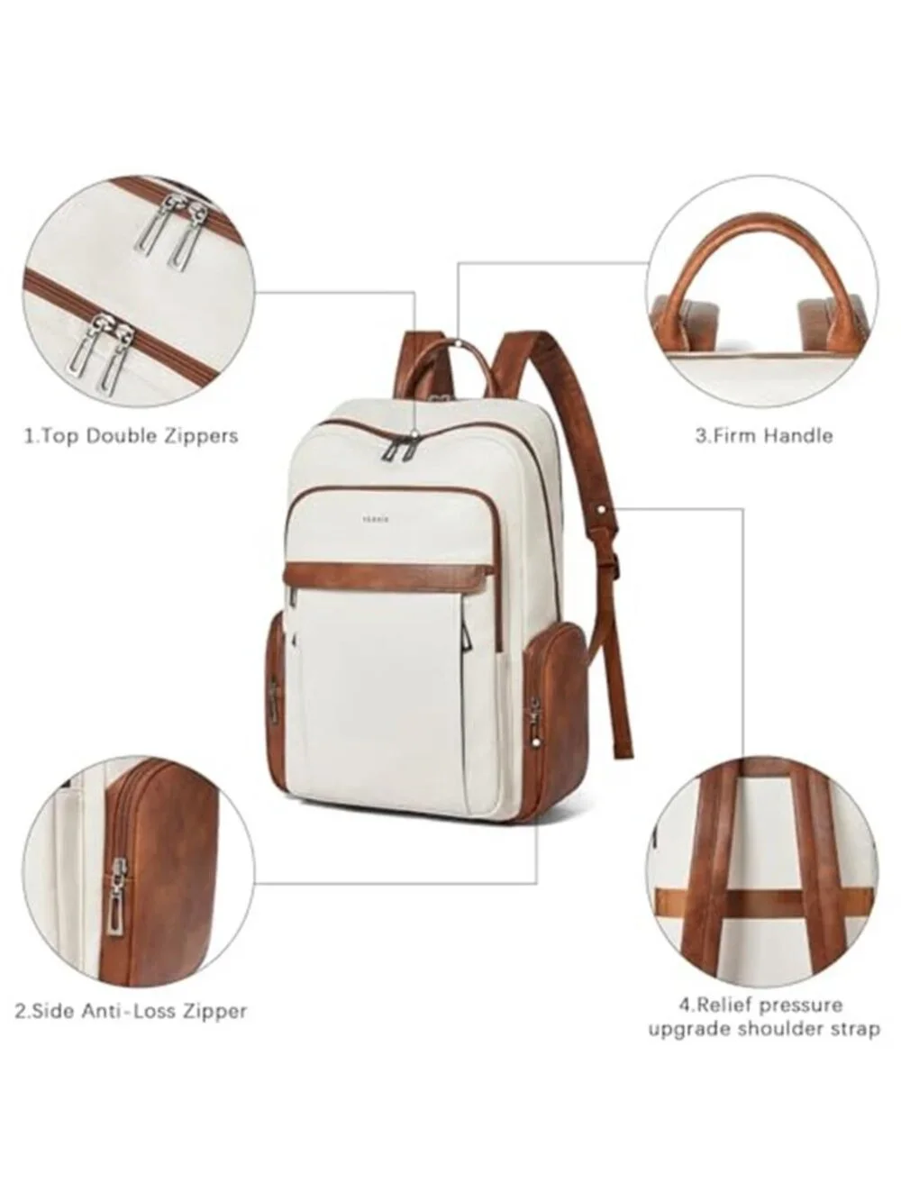 Leather Laptop Backpack for Women with 17 inch Vegan Leather Computer Backpack